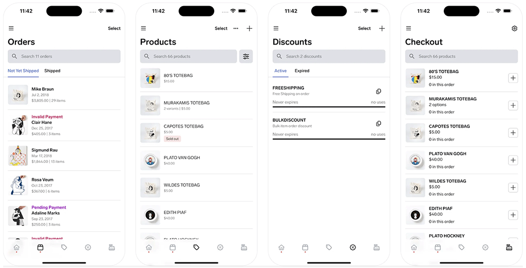 The Big Cartel mobile app on iOS.