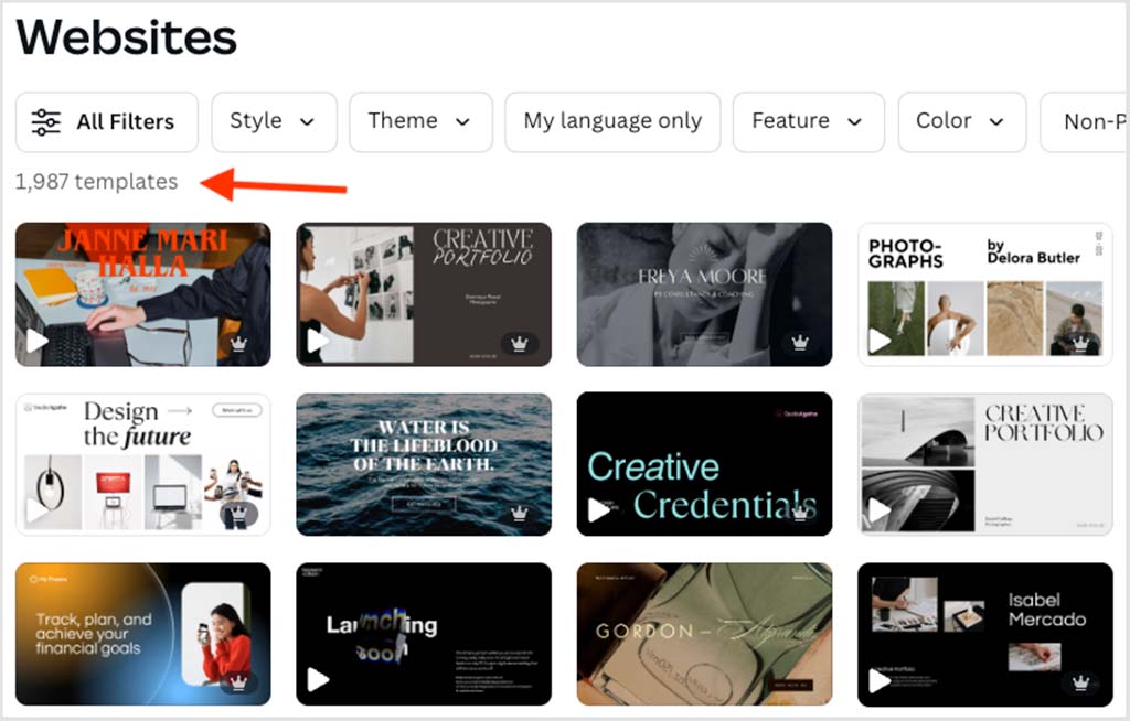 Canva website design templates