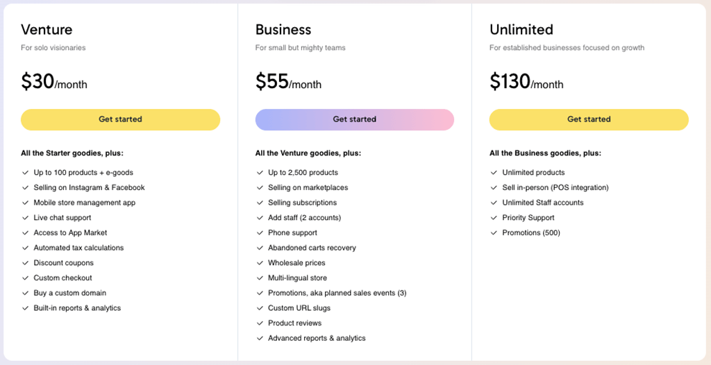 Ecwid pricing plans (April 2025)