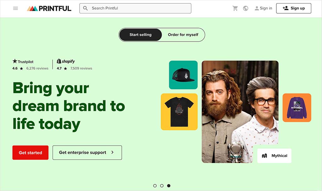 Printful-home page