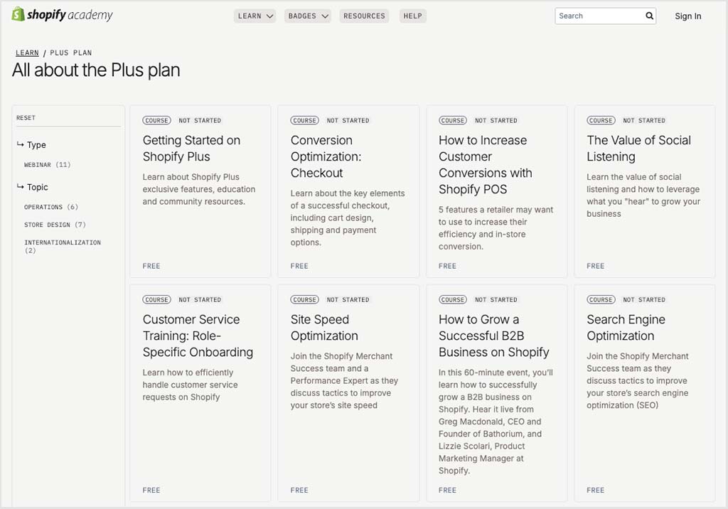 The Shopify Plus Academy resource