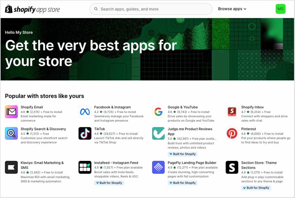 The Shopify app store.