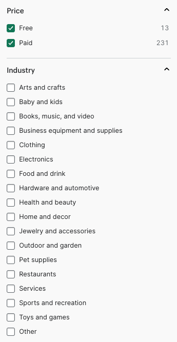 Theme filters in Shopify