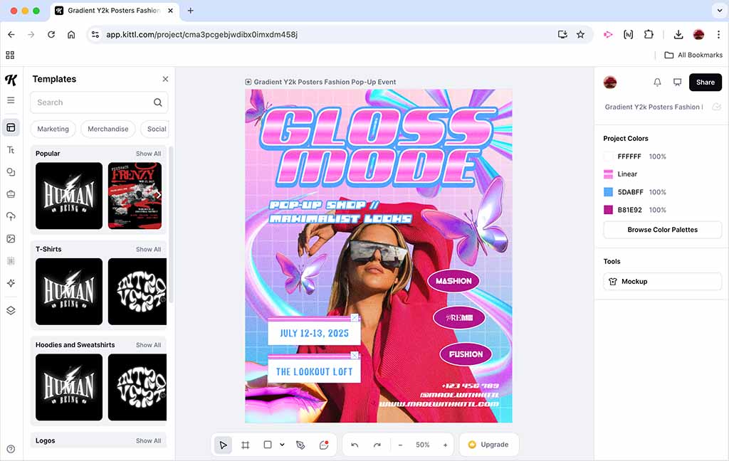 Using Kittl in the Google Chrome browser