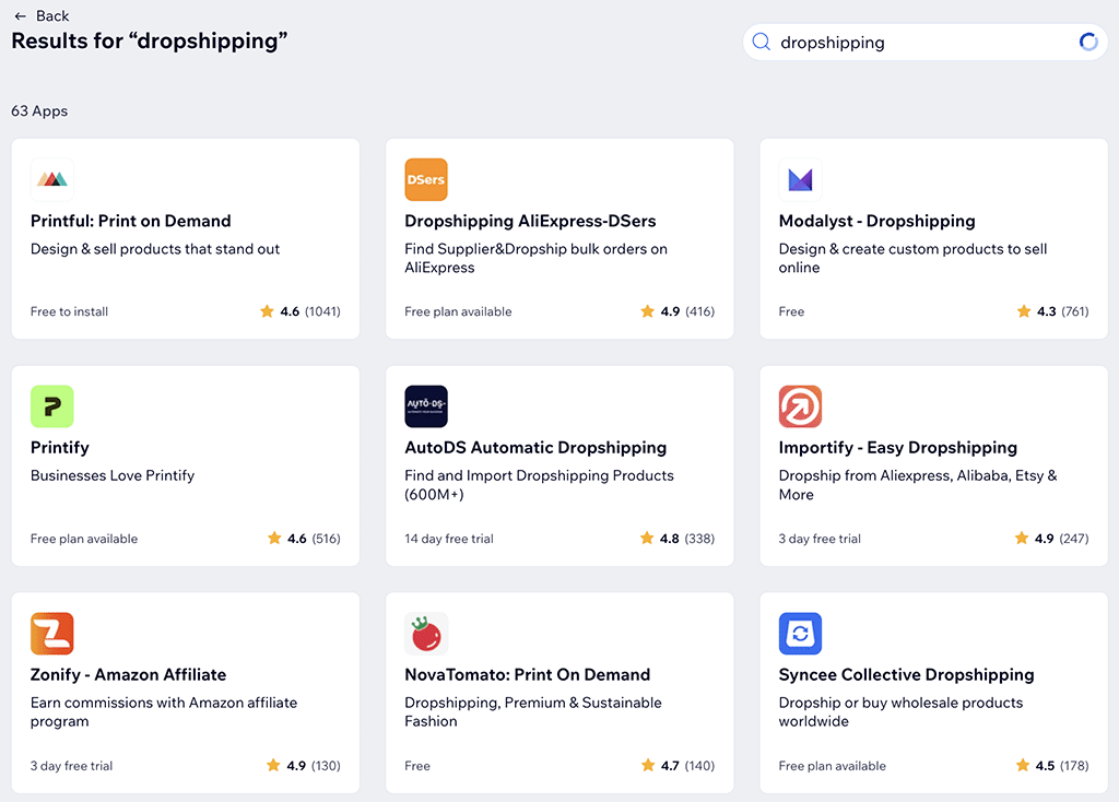Wix dropshipping apps