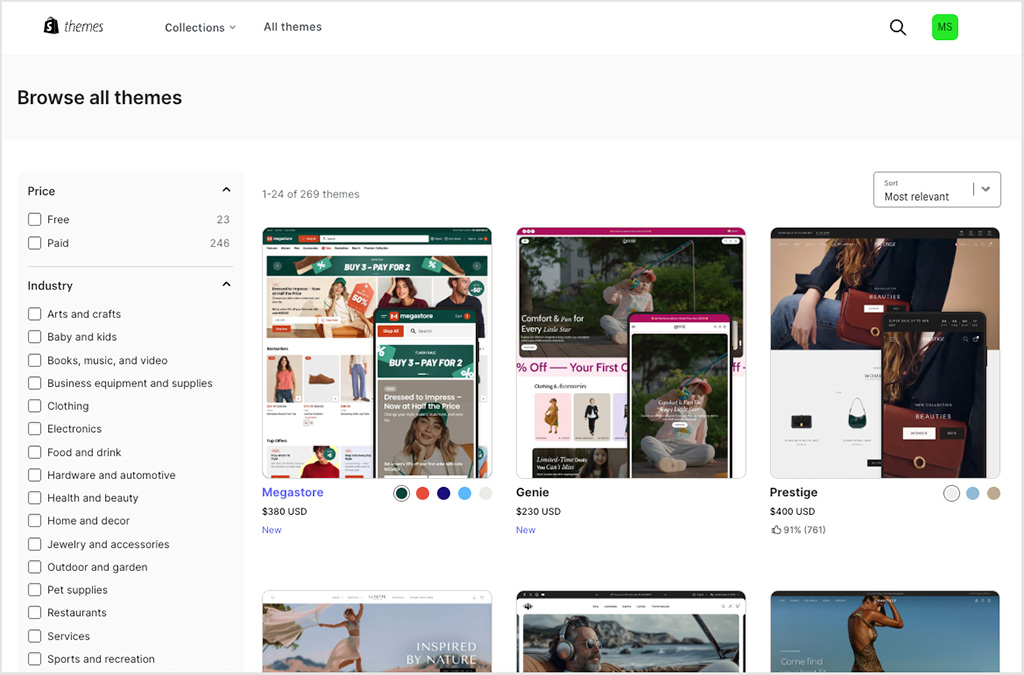 Shopify theme store