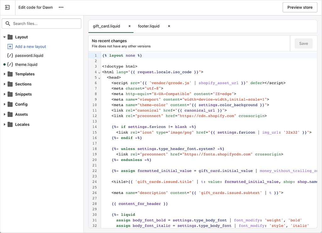 Using Shopify's proprietary 'Liquid' templating language