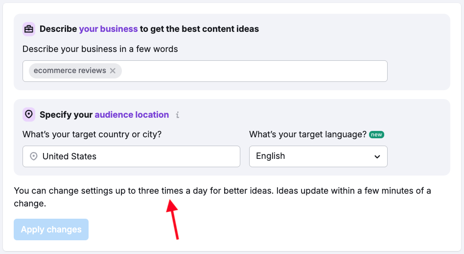 ContentShake only lets you change audience settings up to 3 times per day