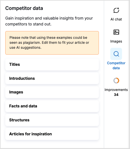 Competitor data in ContentShake