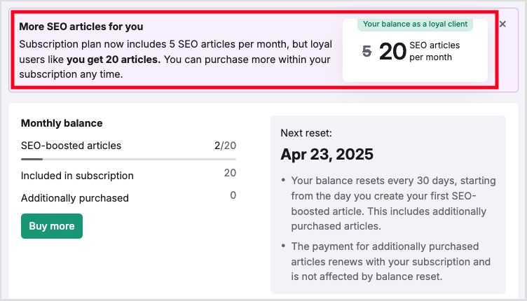 If you don't already have a Semrush subscription, ContentShake only lets you create 5 SEO-boosted articles per month