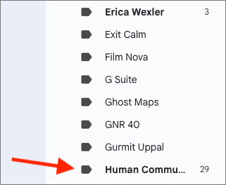 A truncated label in Gmail