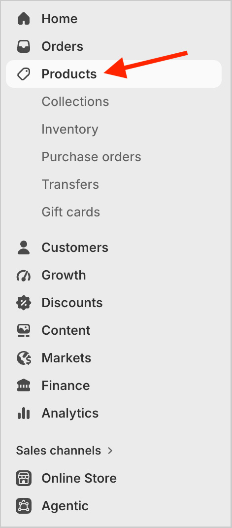 Accessing products in your Shopify dashboard
