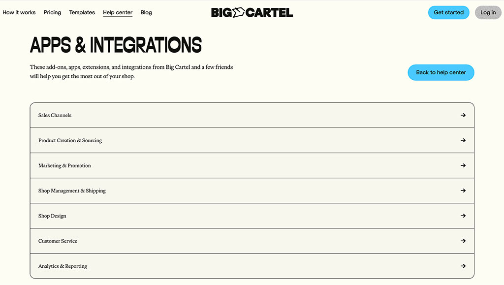 The Big Cartel app store.