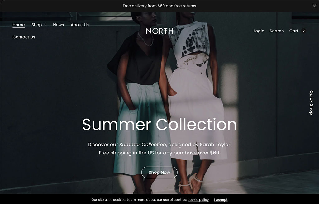 Shopify's paid-for 'North' theme