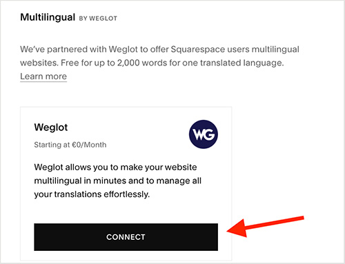 Setting up multilingual features in Squarespace.