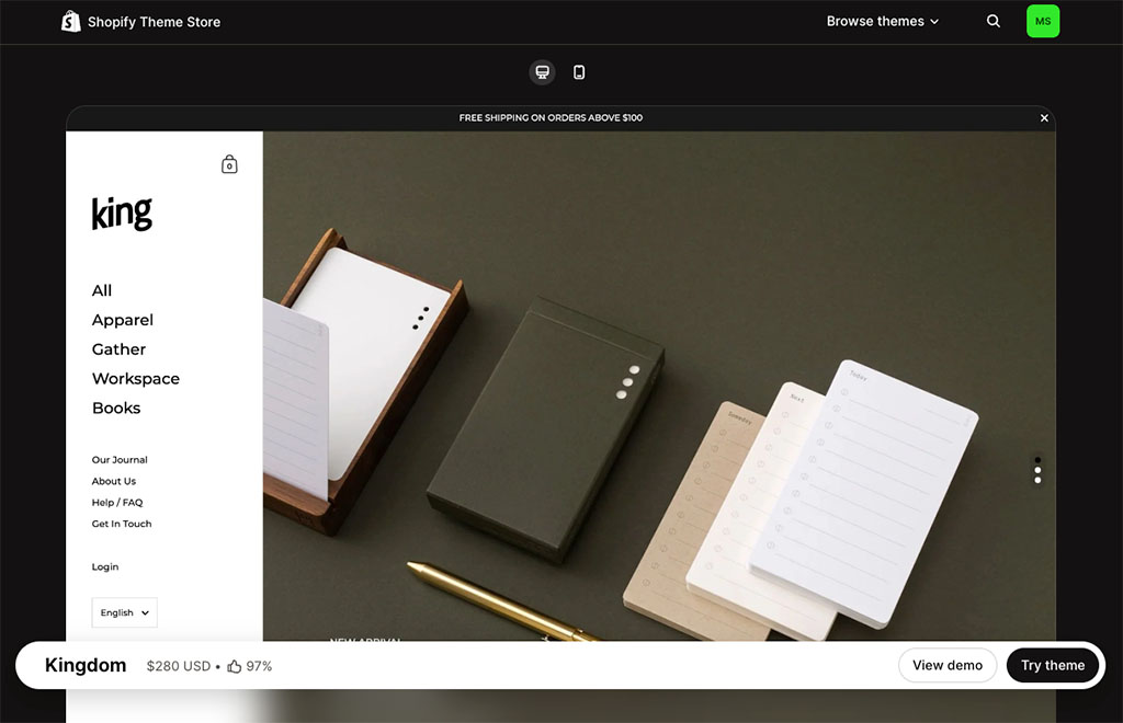 Shopify's 'Kingdom' theme