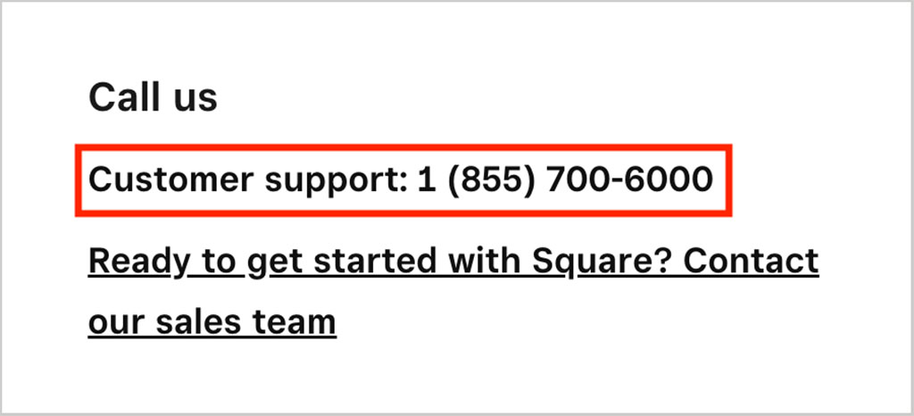 Square phone support (USA)