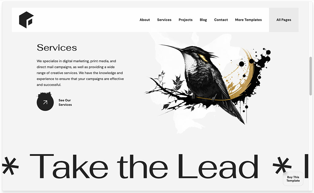 Webflow's 'Inkenious' portfolio template.