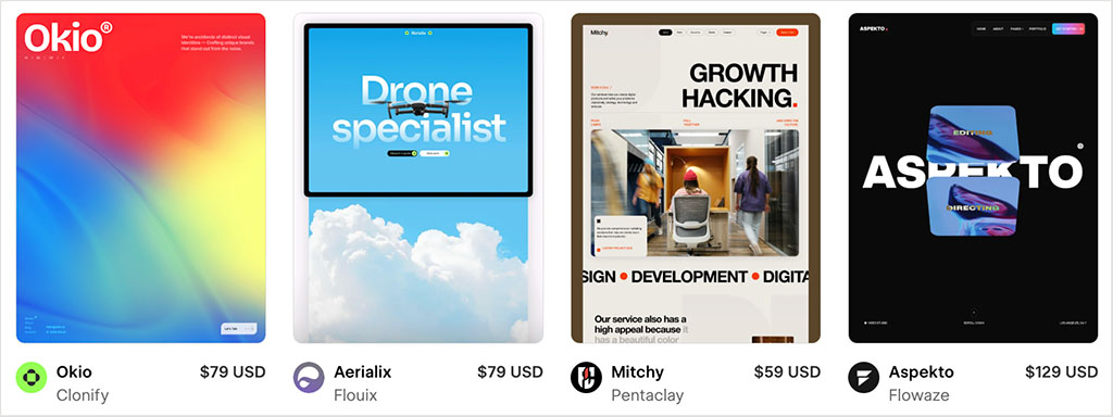 examples of Webflow templates.