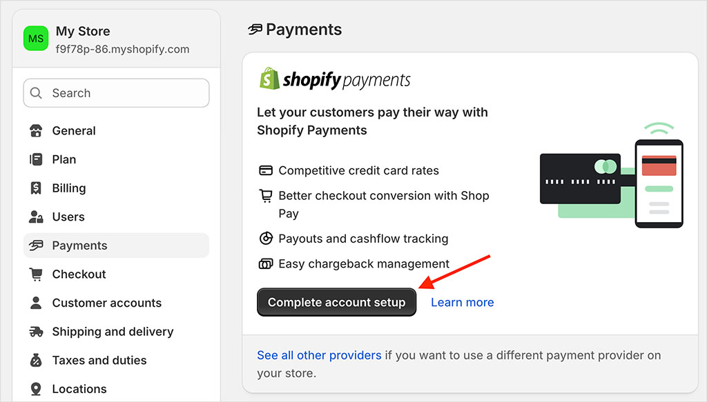Activating Shopify Payments