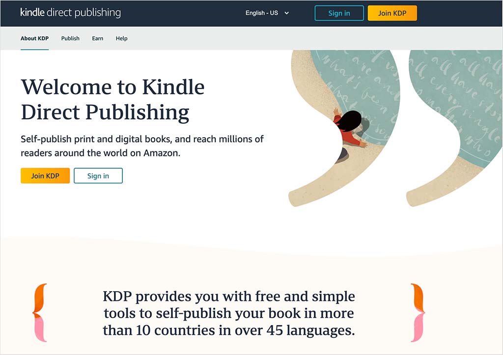 Amazon KDP home page