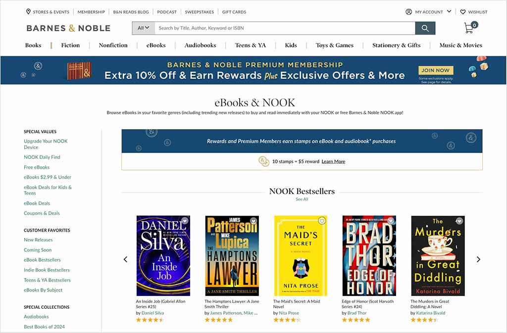Barnes and Noble website