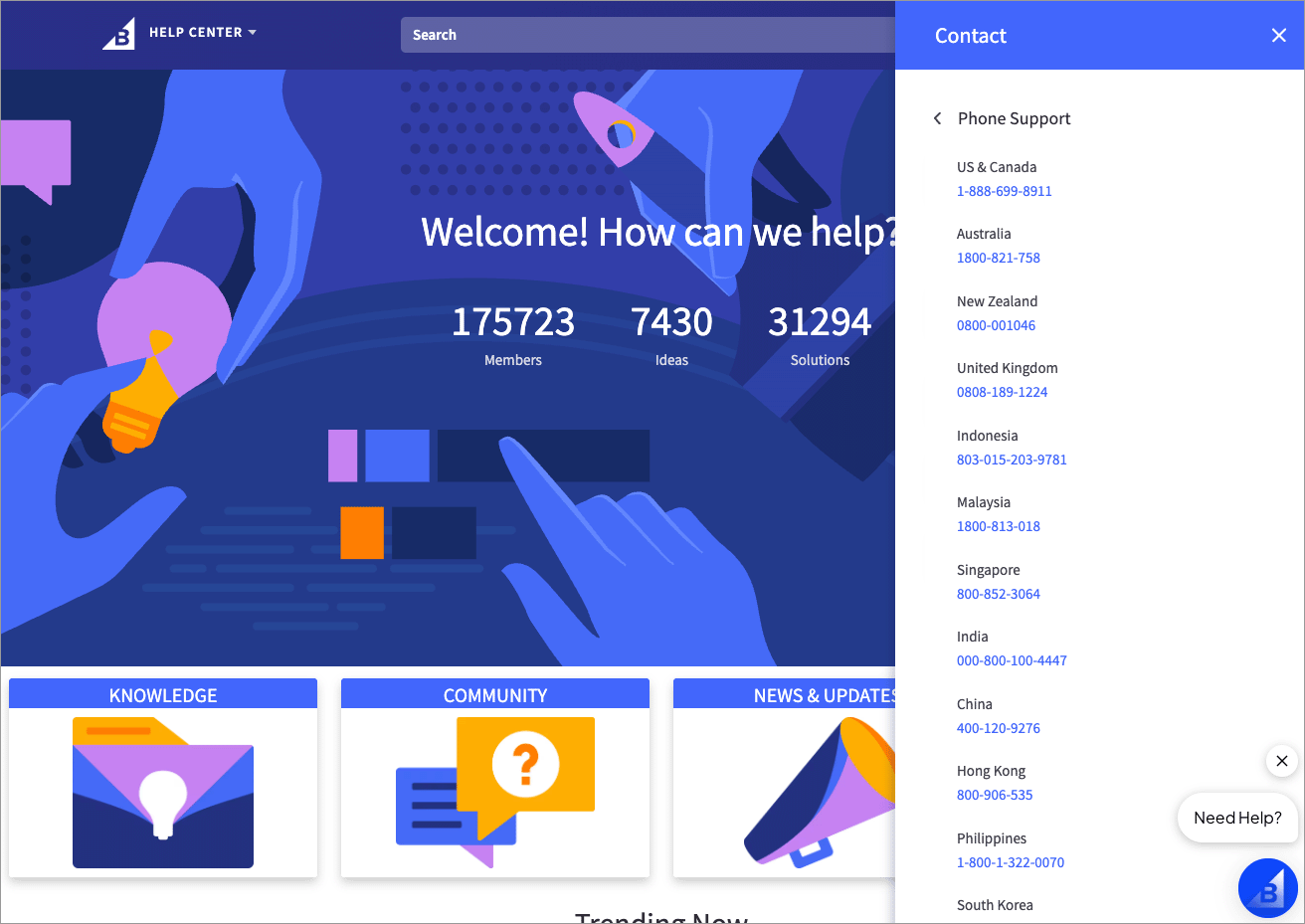 Phone numbers in the BigCommerce help center