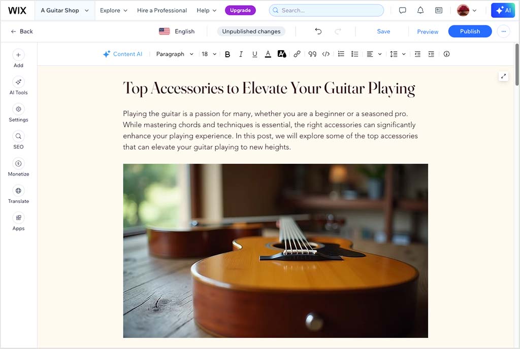 Blogging in Wix