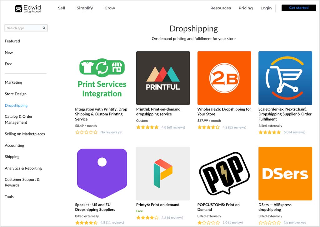 Dropshipping apps for Ecwid