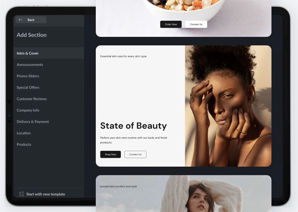Ecwid's Instant Site feature