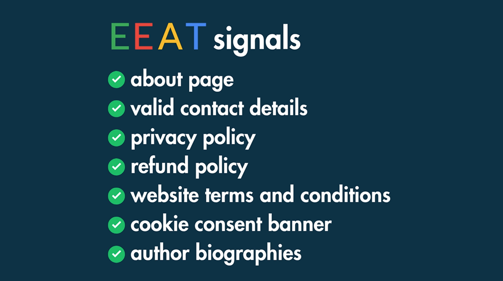 Including EEAT signals on your website helps to build trust