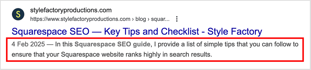 An example of a meta description