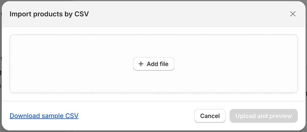 Performing a CSV import with Shopify