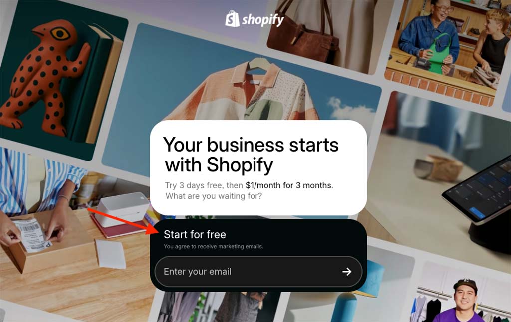 Shopify trial page