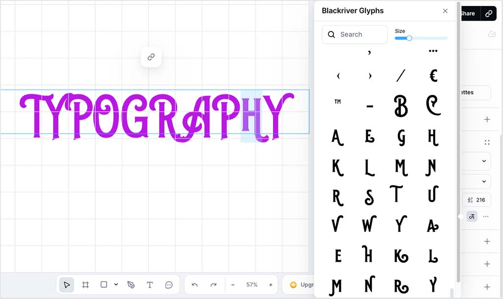 Adding a glyph in Kittl