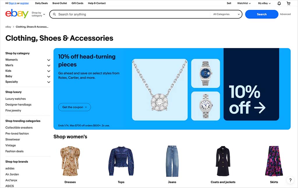 The eBay website