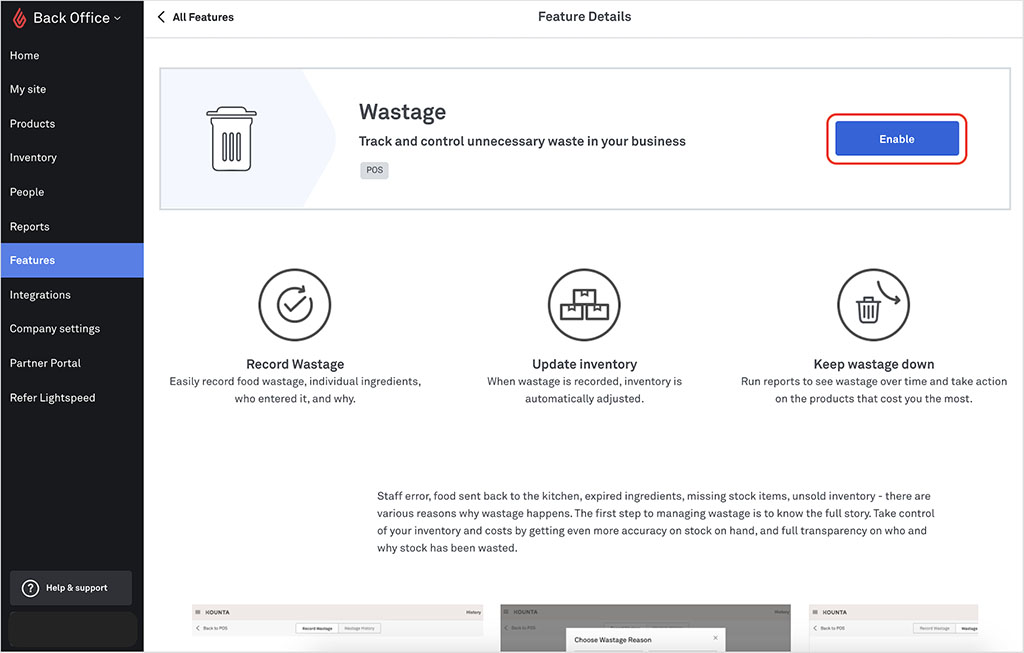 Using Lightspeed to track inventory wastage.