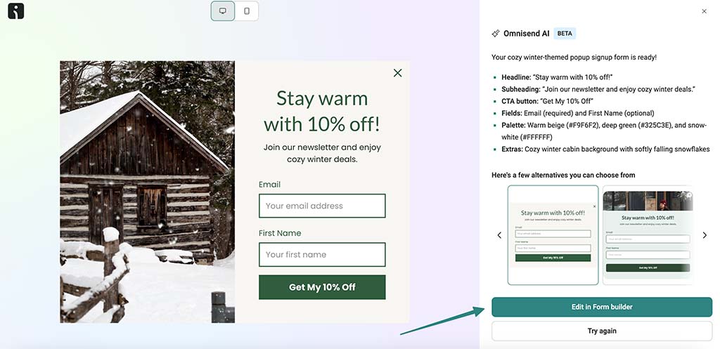 Omnisend's new 'Forms AI Assistant'