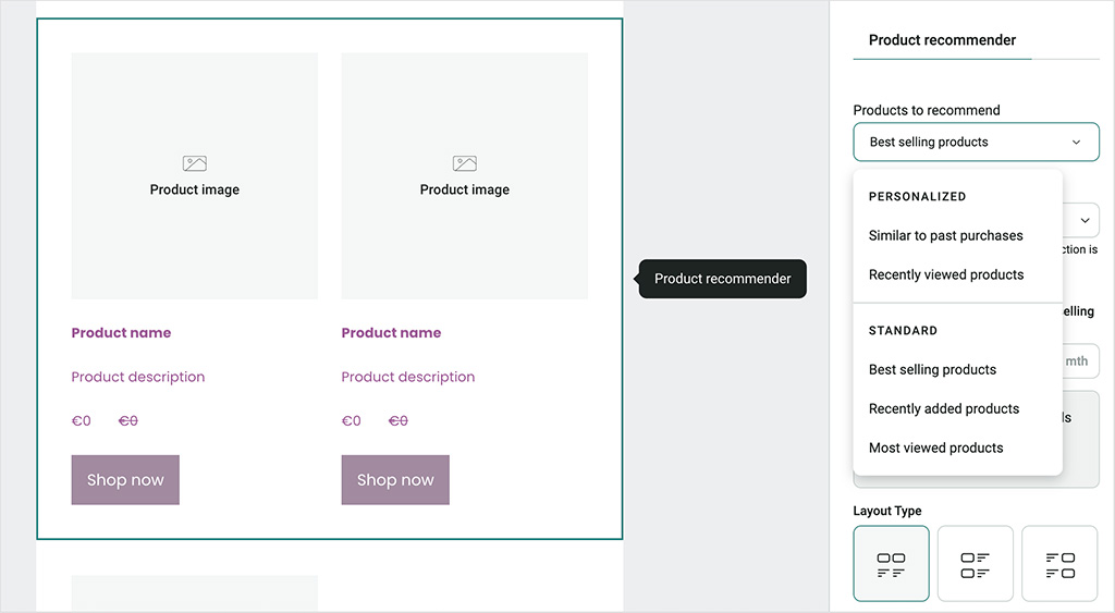Using Omnisend's 'Product Recommender' features