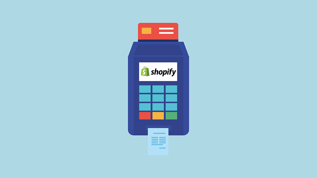 Shopify POS pricing (image of a POS device and the Shopify logo.)