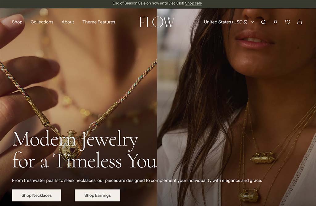 The Shopify 'Timeless' theme.