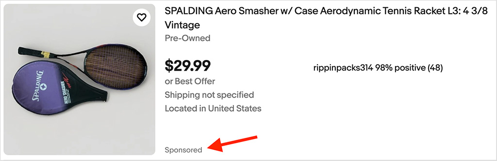 An eBay promoted listing ad.