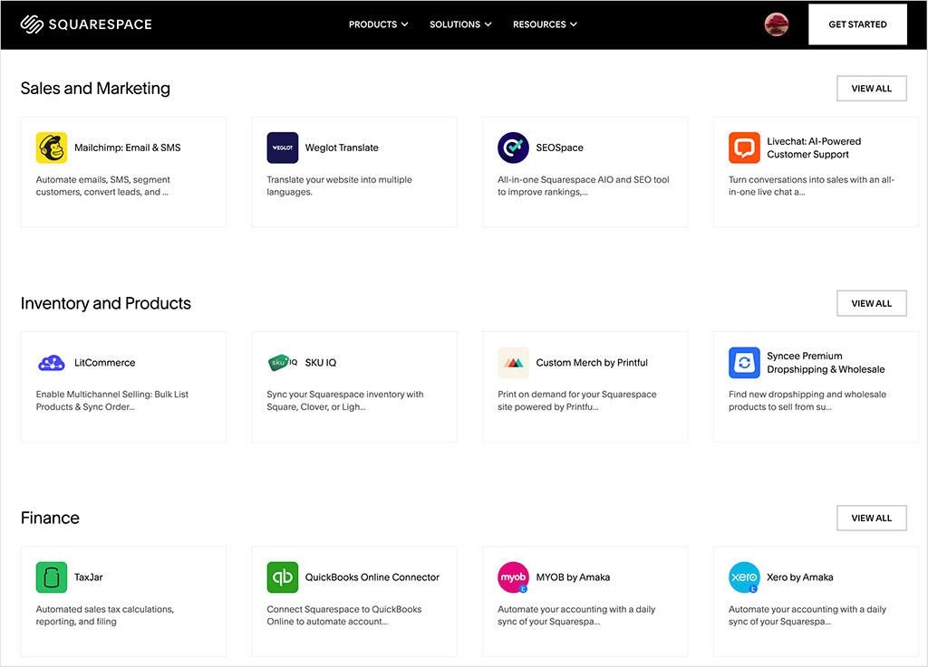 A new range of Squarespace apps is available in the Squarespace Extensions store.