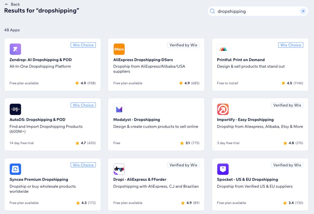 Wix dropshipping apps