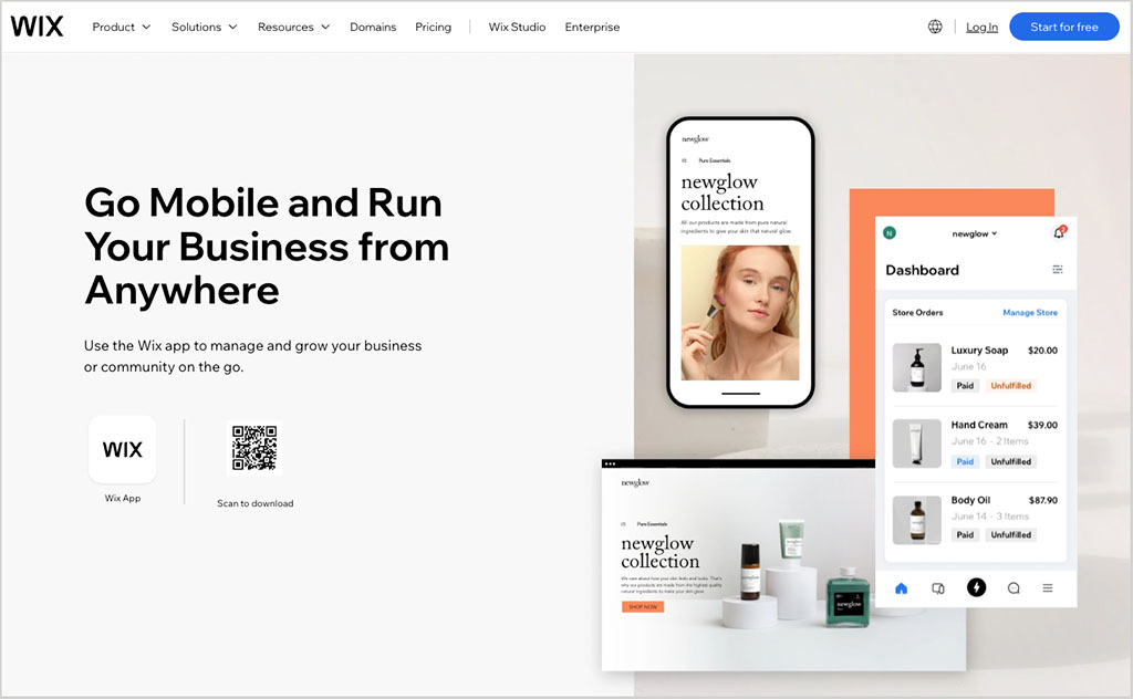 Wix's mobile app