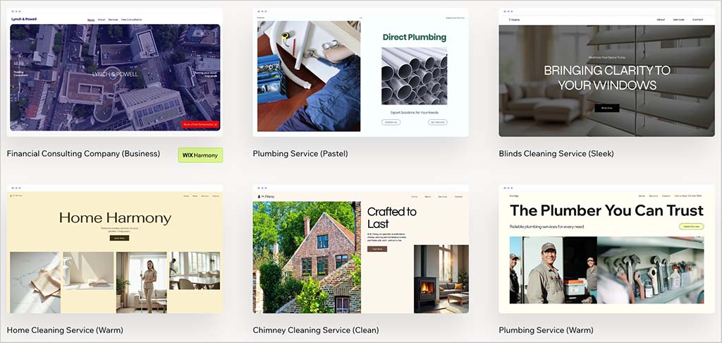 Wix templates.