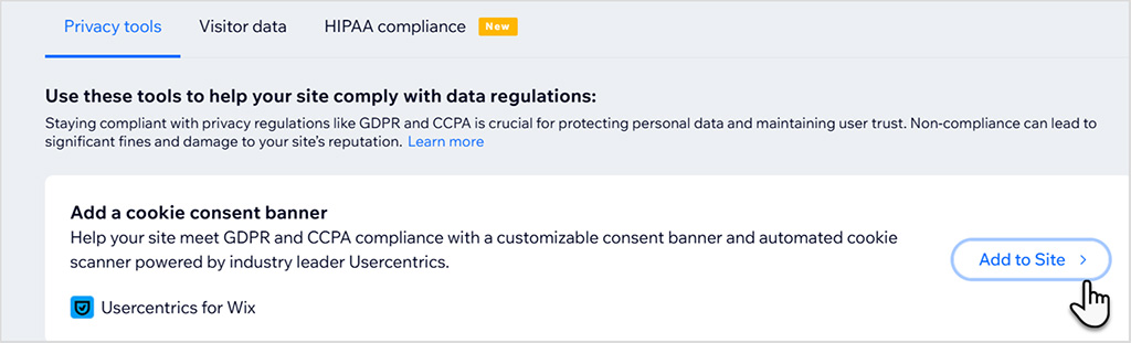 Adding cookie banner to a Wix site