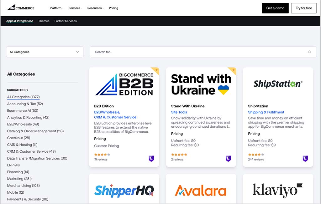 The BigCommerce 'Ecommerce Apps Marketplace'