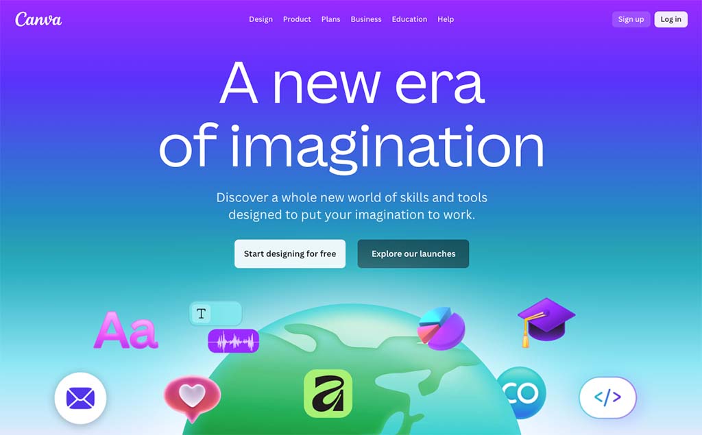 Canva home page