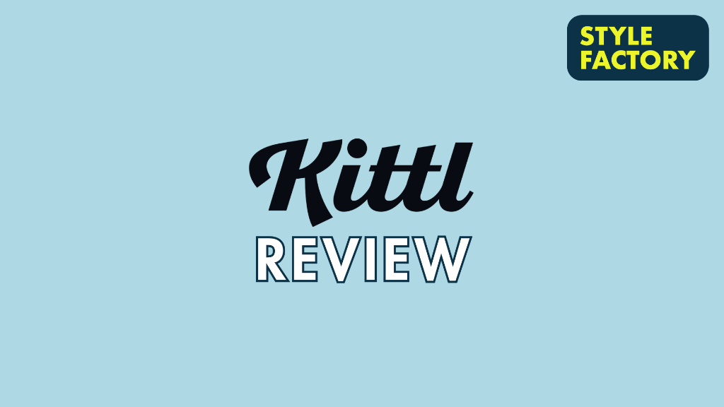 'Kittl review' a black Kittl logo and the word 'review' against a pale blue background.